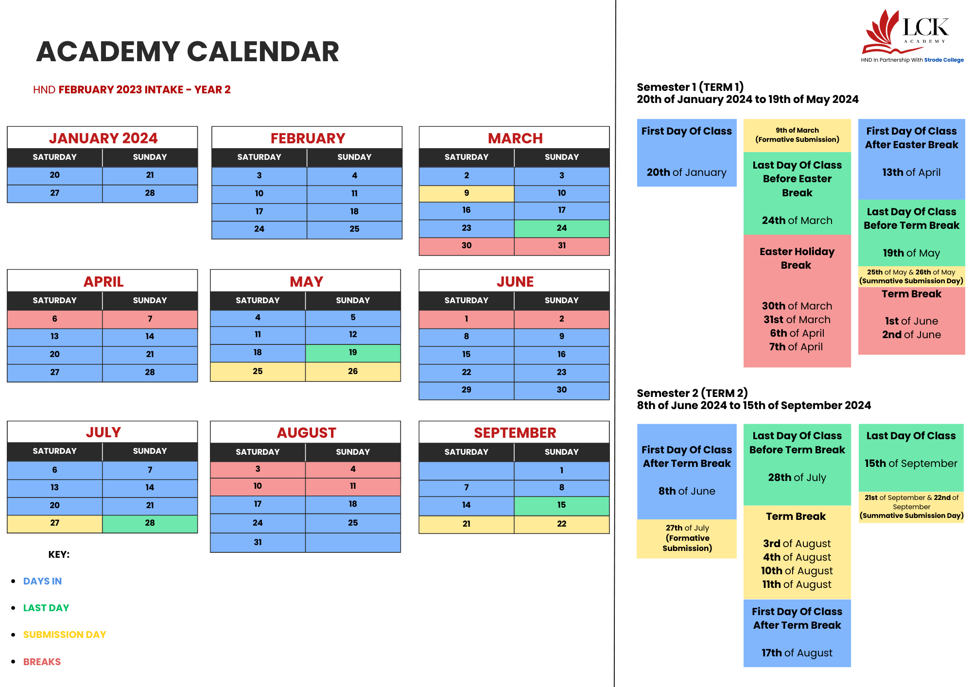 Term Dates - February 2023 Intake - YEAR 2